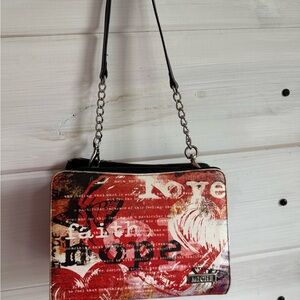 Miche Red and Black Shoulder Bag with Artistic Design